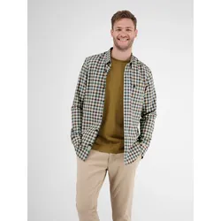 Langarmhemd , kariert, verdeckter Button-down-Kragen - Fog White - S