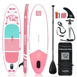 TIGERXBANG Aufblasbare SUP Boards Stand Up Paddleboarding 305x80x15cm mit hochwertigem SUP-Zubehör, Allround-Paddle-Boards für Erwachsene/Kinder, Defender Collection Rosa