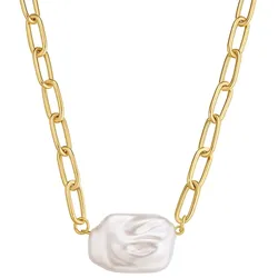 Yokoamii Halskette aus Metall-Legierung in Gelbgold mit Perle (synth.) Ketten   Damen 