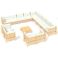 vidaXL 14-tlg Garten-Lounge-Set mit Creme Kissen Massivholz Kiefer Modell 2