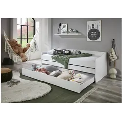 Relita - Funktionsbett Jill 90x200 inkl. Rolllattenrost, 3 Schubladen u. Bettschublade Spanplatte weiß