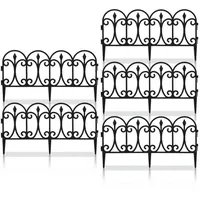 Jopassy Beetzaun 5-teilig Set Zierzaun Beeteinfassung Kunststoff Steckzaun Gartenpalisade Schwarz - Schwarz