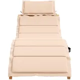 vidaXL Sonnenliege mit Auflage Beige Massivholz Akazie