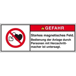 Aufkleber I Produktsicherheitsschild Gefahr - Starkes magnetisches Feld, RoHS konform, Folie, 100x35mm, ISO 3864-2
