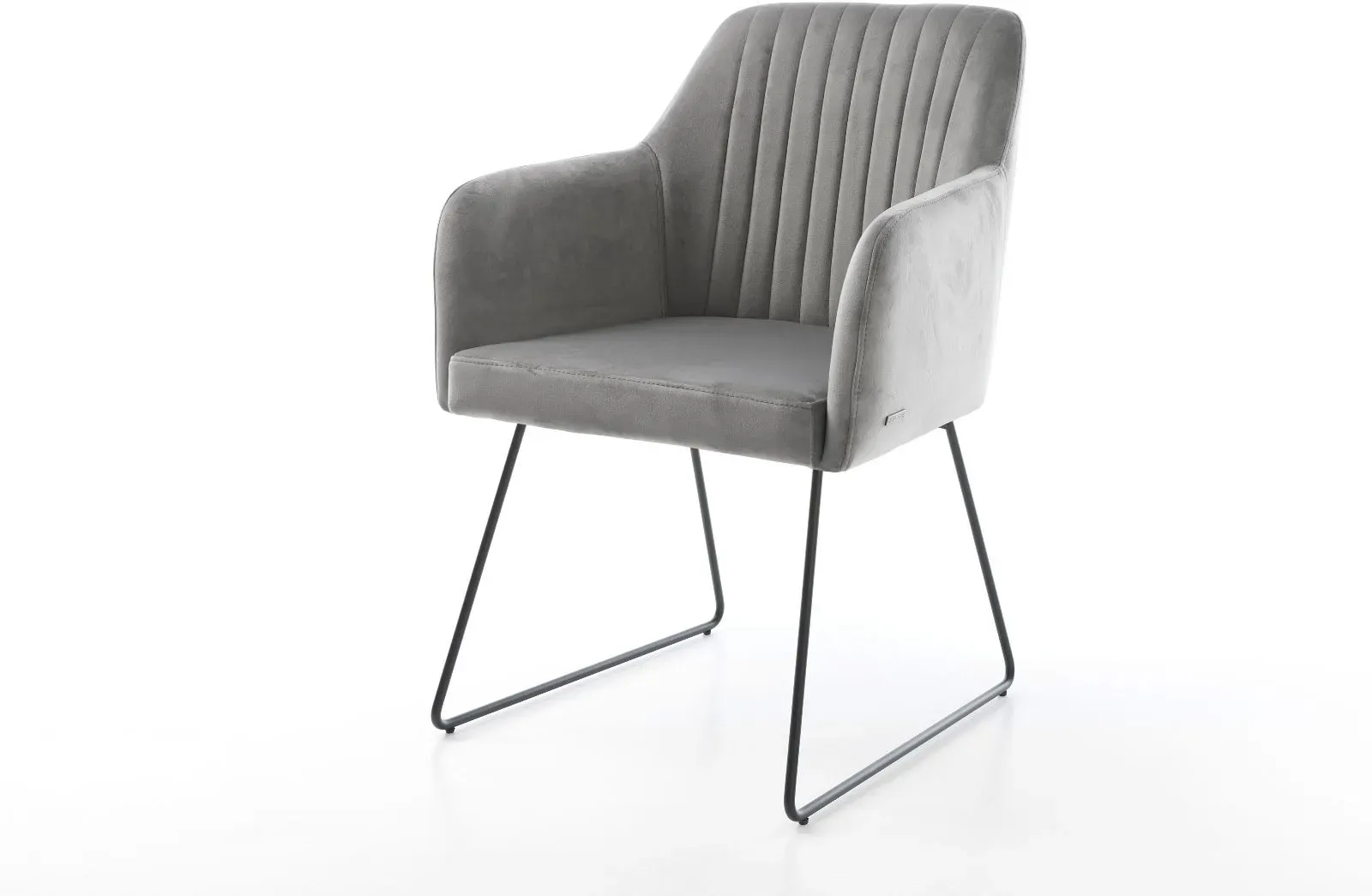 DELIFE Chaise-de-salle-à-manger Greg-Flex velours gris pied trapèze noir, Chaises de salle à manger