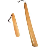 Milai 2-pack Schuhanzieher - Holz Schuhanzieher Schuhlöffel mit hängendem Seil,Holz Schuhlöffel Buche Schuhanzieher shoe horn für Mann Frauen Kinder Senioren(Kräftiges Holz)