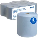 Scott Handtuchhandtücher 6668, 1-lagiges blaues Handtuchpapier, mit Airflex-Technologie, Papierhandtücher für den Lebensmittelkontakt zugelassen, 6 x 304 m