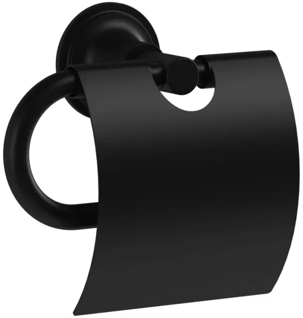 VitrA Origin Classic Papierrollenhalter mit Abdeckung Wandmontage Breite 15 cm Schwarz Matt,A4452236 A4452236