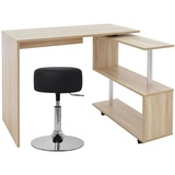 ML-Design Schreibtisch mit Sitzhocker, 150x88x75 cm Weiß aus MDF