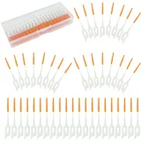 MIVAIUN 300 Stück Adaptive Interdentalbürste,Zahnzwischenraum Bürste,Zahnreiniger Bürstchen,Silikon Interdentalbürsten,Dual-Use Zahnseide Stick,Tragbarer Dental Floss Für Die Mundpflege(Orange)