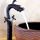 Wasserhahn Wasser Drachen Sink Mix Wasserhähne Drehbare Mit Keramik Ventil Einhand Ein Loch Antike Küche Bad Bar Schwarz Messing, Schwarz Hoch XXPP