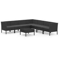 vidaXL Polyrattan Lounge-Set 8-tlg. schwarz inkl. Auflagen 3094457