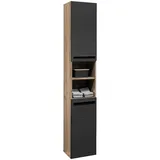 BASIC by Balculina Mid.you Hochschrank 34 x 190 cm Schwarz Holzwerkstoff