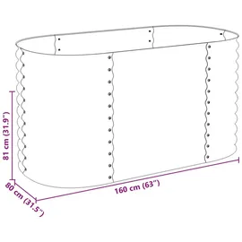 vidaXL Garten-Hochbeet verzinkter Stahl 160 x 80 x 81 cm Grau