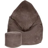 DreamRoots Sitzsack, Braun, Dunkelbraun, 70x105x70 cm, Oeko-Tex® Standard 100, Wohnzimmer, Hocker, Sitzsäcke, XXL Sitzsäcke