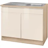 KOCHSTATION Spülenschrank »KS-Virginia«, 100 cm breit, inklusive Einbauspüle, beige