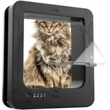 Mikrochip Katzenklappe mit selektivem Einstieg, inklusive 2 Sensorhalsbändern und Fernbedienung für sicheren Haustierzugang