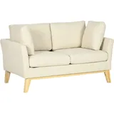 Homcom 2-Sitzer-Sofa Leinen, Schaumstoff, Kautschukholz, Eukalyptusholz