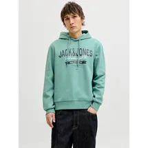 JACK & JONES Hoodie mit stylischem Print Mineral Blau M
