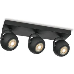 Deckenspot 3fach NOP - Lichtbalken schwarz . 3 x GU10 Leuchtmittel 3000K - dimmbar