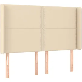 vidaXL Boxspringbett mit Matratze & LED Creme 140x200 cm Stoff