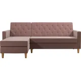 CosmoLiving by Cosmopolitan Ecksofa "Liberty, L-Form", rosa (altrosa), B:213cm H:82cm T:154cm, Veloursstoff 100% Polyester, COSMOLIVING BY COSMOPOLITAN, Sofas, Ecksofa, mit Schlafffunktion, Recamiere beidseitig montierbar, Sitzhöhe 43 cm