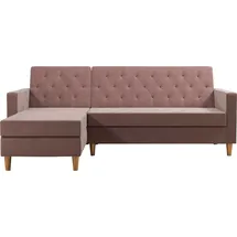 CosmoLiving by Cosmopolitan Ecksofa "Liberty, L-Form", rosa (altrosa), B:213cm H:82cm T:154cm, Veloursstoff 100% Polyester, COSMOLIVING BY COSMOPOLITAN, Sofas, Ecksofa, mit Schlafffunktion, Recamiere beidseitig montierbar, Sitzhöhe 43 cm