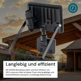 LUXULA LED Außenstrahler Aluminium 20 W 4000 K 2000 lm inkl. Bewegungsmelder schwarz