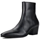 OSSTONE Chelsea Leder Stiefel für Männer High Heels Herren Kleid Schuhe Reißverschluss Stiefel Cowboy OS-JY046 Leder schwarz US7 - 39 EU
