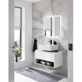 PLACES OF STYLE Waschbeckenunterschrank PLACES OF STYLE "Studio Line, Badschrank in Hochglanz Weiß, Waschtisch", grau (weiß, anthrazit), B:80cm H:44cm T:46cm, Schränke, Waschbeckenunterschrank, in zwei Farben verfügbar, ausreichend Stauraum