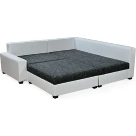 Fun Möbel Ecksofa Sofa NINA inkl.Hocker Weiss / Schwarz Ottomane Rechts - Schwarz