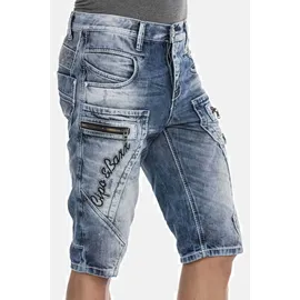 Cipo & Baxx Jeansbermudas CIPO & BAXX "Bermuda & Short", Herren, Gr. 36, Normalgrößen, blau, 100% Baumwolle, unifarben, regular fit kurz, Jeans, mit Applikationen und Ziernähten, CK101
