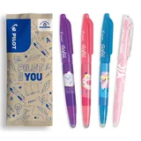 PILOT - 3er-Set mit 3 FriXion Ball + 1 FriXion Light Textmarker - Radierbare Stifte - Limited Edition Sweet Paradise - Nachfüllbare Rollerball - Blaue Tinte - Mittlere Spitze