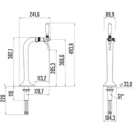 ich-zapfe Schanksäule Chrom 1-leitig, elegant, `Topp-Qualität!` (Paketpreis)