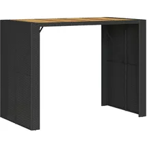 vidaXL Garten-Bartisch mit Holzplatte Schwarz 145x80x110 cm Polyrattan