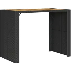 vidaXL Garten-Bartisch mit Holzplatte Schwarz 145x80x110 cm Polyrattan