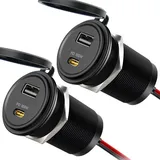 Obeaming USB C Steckdose 12V PD 100W Wohnmobil Aluminium, PD3.0 USB-C & QC3.0 USB-A 18W Einbau Buchse für Boot Wohnwagen Camper Auto LKW(2 Stück)