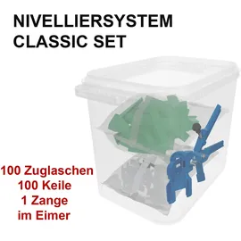 Kronen-Hansa-Werk GmbH & Co. KG Kronen Hansa Nivelliersystem für Fliesen (Verlegehilfe zum Fliesenlegen, Starter Set für 2 mm Fugenbreite, 100 Zuglaschen, 100 Keile, Zange, Flie...