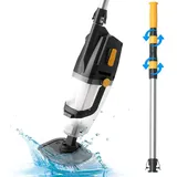 FCH Poolsauger, Kabelloser Akku Poolsauger mit Teleskopstange, Starke Saugkraft, Lange Laufzeit, 33W, Orange