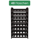 ARTECSIS Weinregal stapelbar Kunststoff für 48 Flaschen, stabiles Flaschenregal für Gastronomie und Lagerraum, erweiterbare Weinlagerung, Schwarz