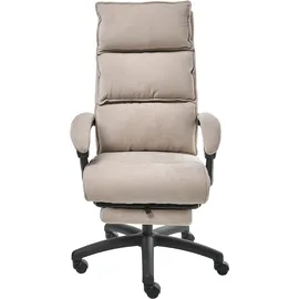 Beliani Chefsessel mit Fußstütze Chenillegewebe Beige