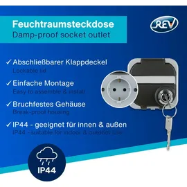 REV Ritter REV AquaTop, Feuchtraumsteckdose, IP44