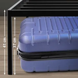 CLP Metallbett Hamlin mit Lattenrost I Stabiles Bettgestell mit Stauraum I Modernes Bett mit belastbarem schwarzem Rahmen