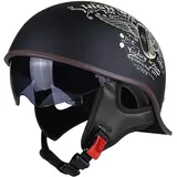 Halbhelme Motorradhelm Halbschalenhelm mit ECE-Zertifizierung Rollerhelm Cruiser Chopper Motorradhalbhelm mit Visier für Damen und Herren Erwachsen ( Color : 5 , Size : 57~58cm )