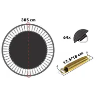 Trampolin Sprungtuch 305 für 64 V-Ringen geeignet für 18 cm Federn | Sprungmatte