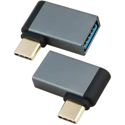 Helos Adapter OTG, USB 3.1 A Buchse/Type-CTM Stecker, gewinkelt, anthrazit