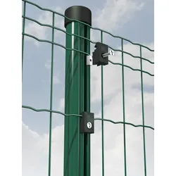 Zaunpfahl mit verstellbaren Spanndrahthaltern