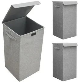 Dune Design DuneDesign 2er Set 50L Wäschekorb mit Deckel 30x30x60 - XXL Wäschesammler
