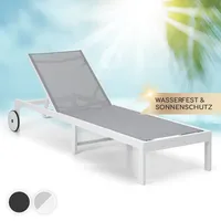 Sonnenliege Gartenliege Camping Strandliege Rollen Aluminium verstellbar Weiß