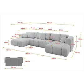 altdecor Eckcouch Cord 6-Sitzer Grau